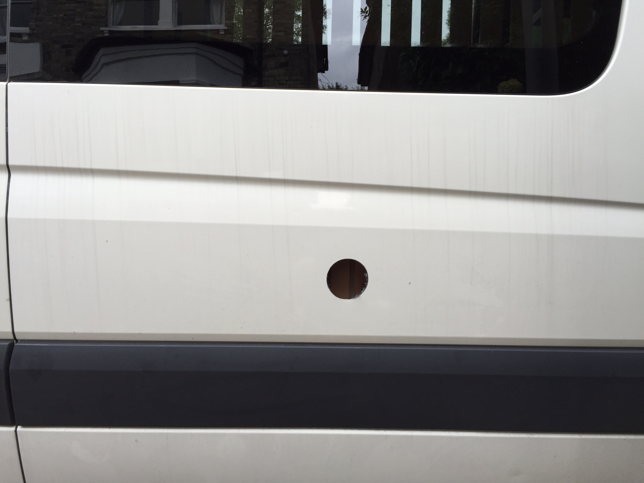 Hole in the van for electric hook-up